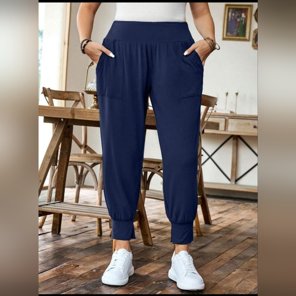 Plus Size Navy Blue Jogger Pants